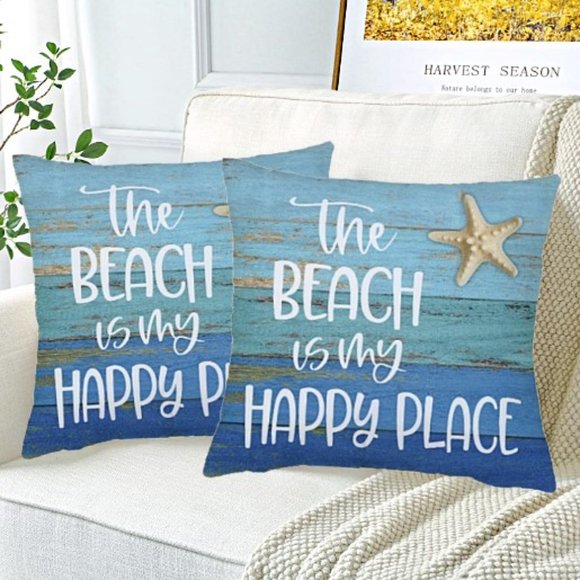 Accents Two Decorative The Beach Is My Happy Place Cushion Covers